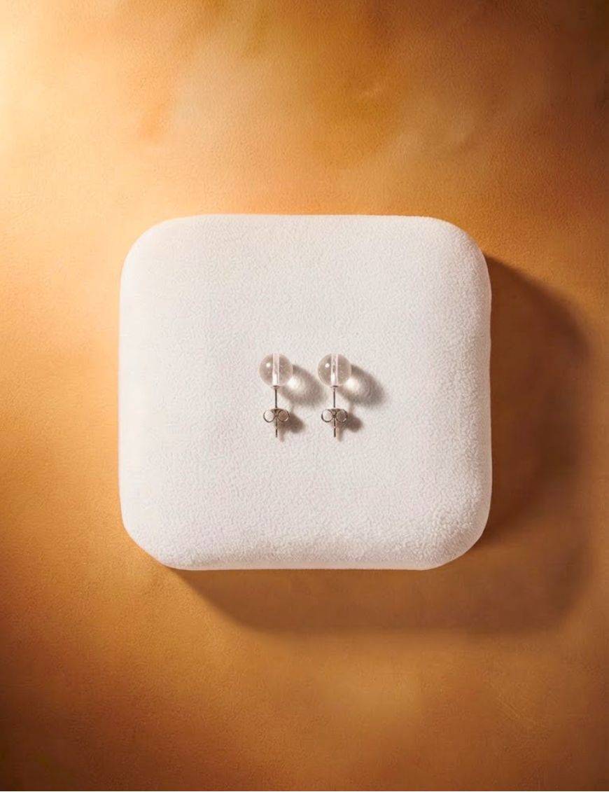 Boucles d'oreilles perle 6mm - Cristal de roche