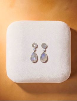Boucles d'oreilles argent goutte Pierre de Lune sertie