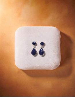Boucles d'oreilles argent goutte Lapis Lazuli serti
