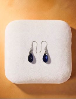 Boucles d'oreilles argent goutte Lapis Lazuli facettée