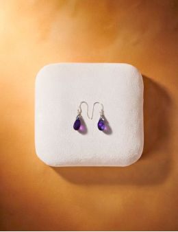 Boucles d'oreilles argent goutte Améthyste Facettée