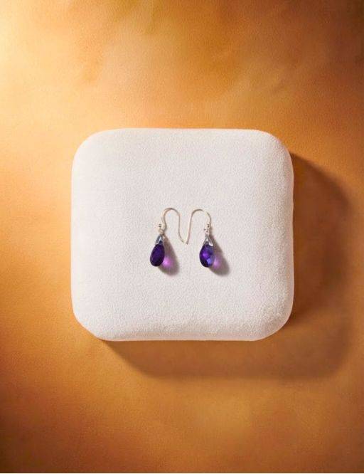 Boucles d'oreilles argent goutte Améthyste Facettée