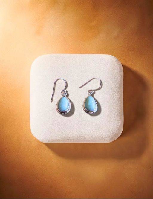 Boucles d'oreilles argent goutte - Larimar - 5 g