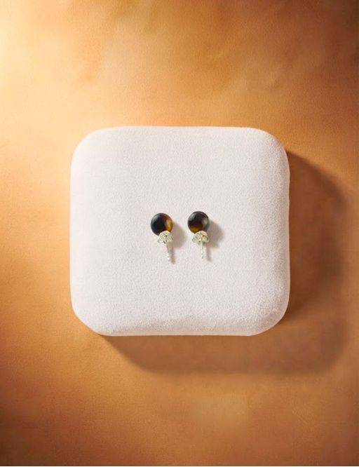 Boucles d'oreilles argent - Oeil de tigre