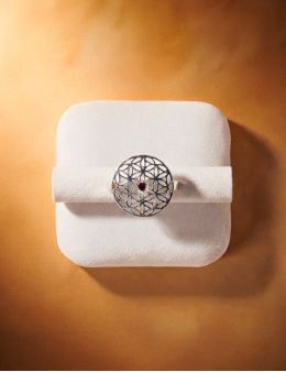 Bague argent Fleur de vie Grenat