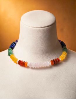 Collier multipierres donuts - 44 cm