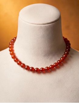 Collier perles rondes - Cornaline - 40 cm - perles 8 mm
