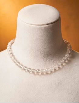 Collier perles rondes - Cristal de roche- 40 cm - perles 8 mm