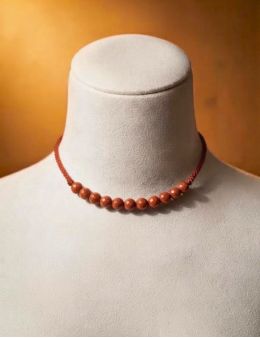 Collier macramé avec perles facettées Jaspe rouge