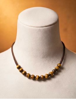 Collier macramé avec perles facettées Oeil de Tigre