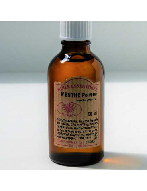 Huile essentielle de Menthe poivrée 50 ml avec Compte-gouttes Huile essentielle de Menthe poivrée 50 ml avec Compte-gouttes