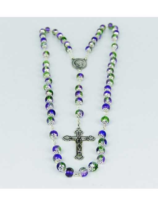 Chapelet verre/culots.vert/amethyste Chapelet verre/culots.vert/amethyste
