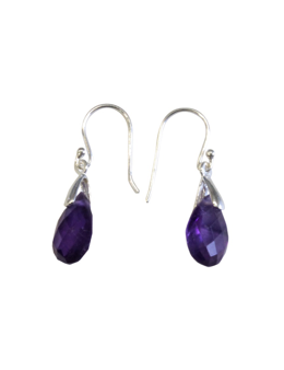 Boucles d'oreilles argent goutte facettée
