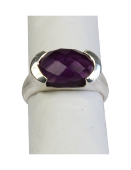 Bague argent pierre facettée