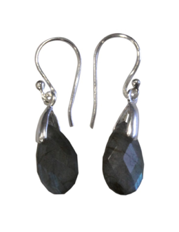 Boucles d'oreilles argent goutte facettée