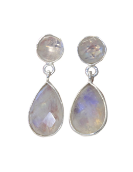 Boucles d'oreilles argent goutte sertie