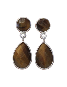 Boucles d'oreilles argent goutte sertie
