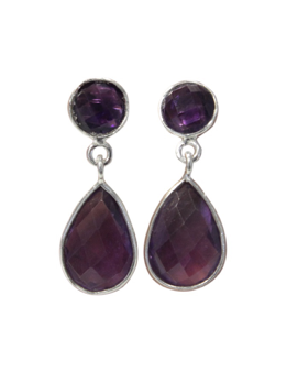 Boucles d'oreilles argent goutte sertie