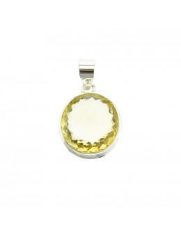 Pendentif argent rond citrine facettée